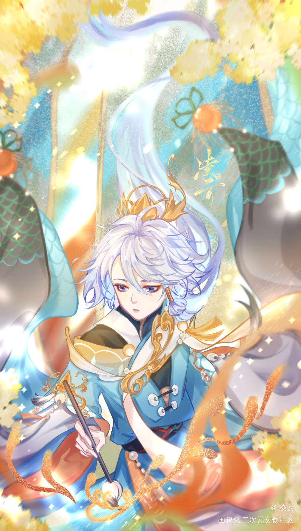 了了_花亦山心之月板绘涂何了了了了绘画作品
