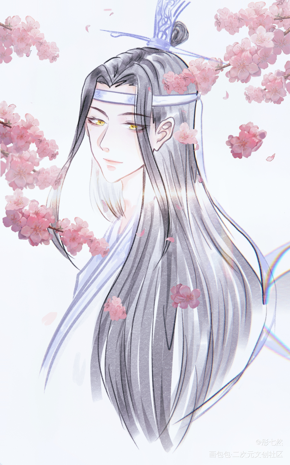 回眸一眼就心动🌸🌸_魔道祖师忘羡蓝忘机板绘涂绘画作品
