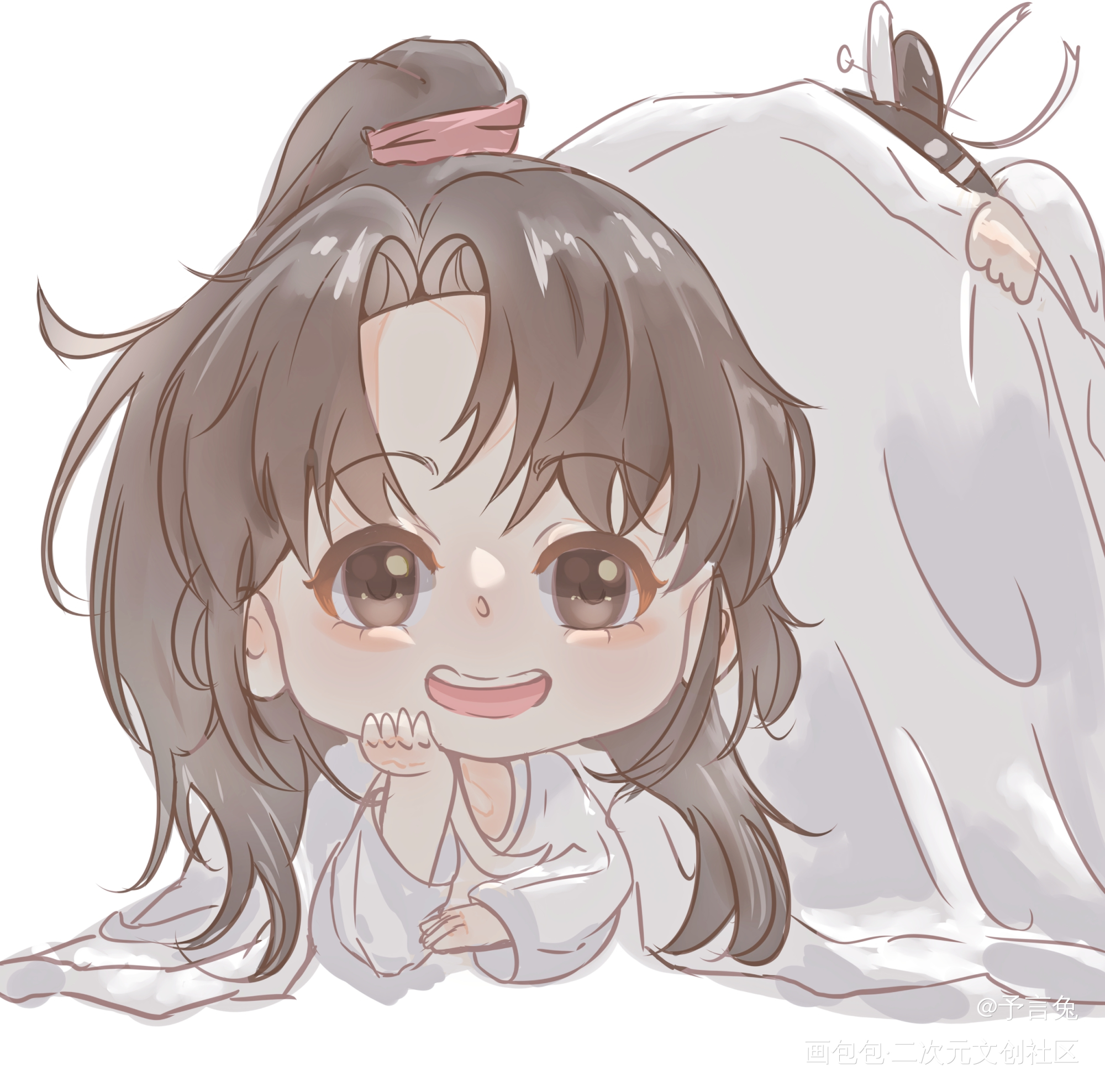 线稿不是很好😭_魔道祖师忘羡摸鱼页绘画作品