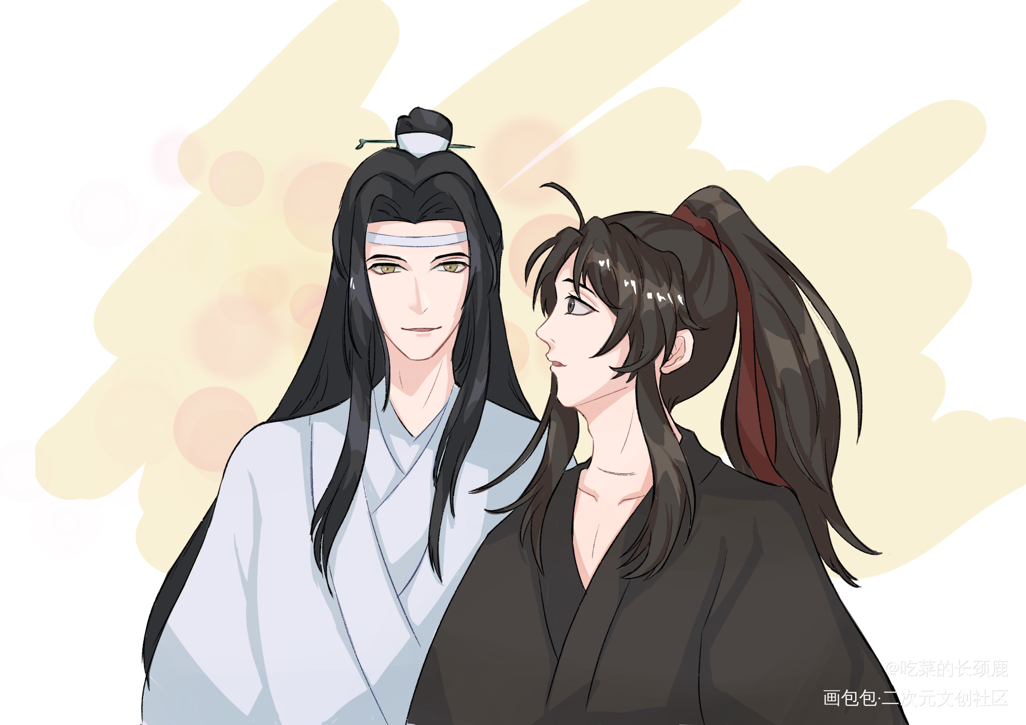 微笑的含光君_魔道祖师忘羡蓝忘机魏无羡蓝忘机魏无羡平涂绘画作品
