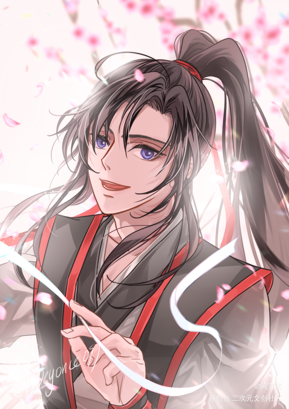 15魏无羡，人面桃花_魔道祖师忘羡魏无羡魏无羡蓝忘机绘画作品