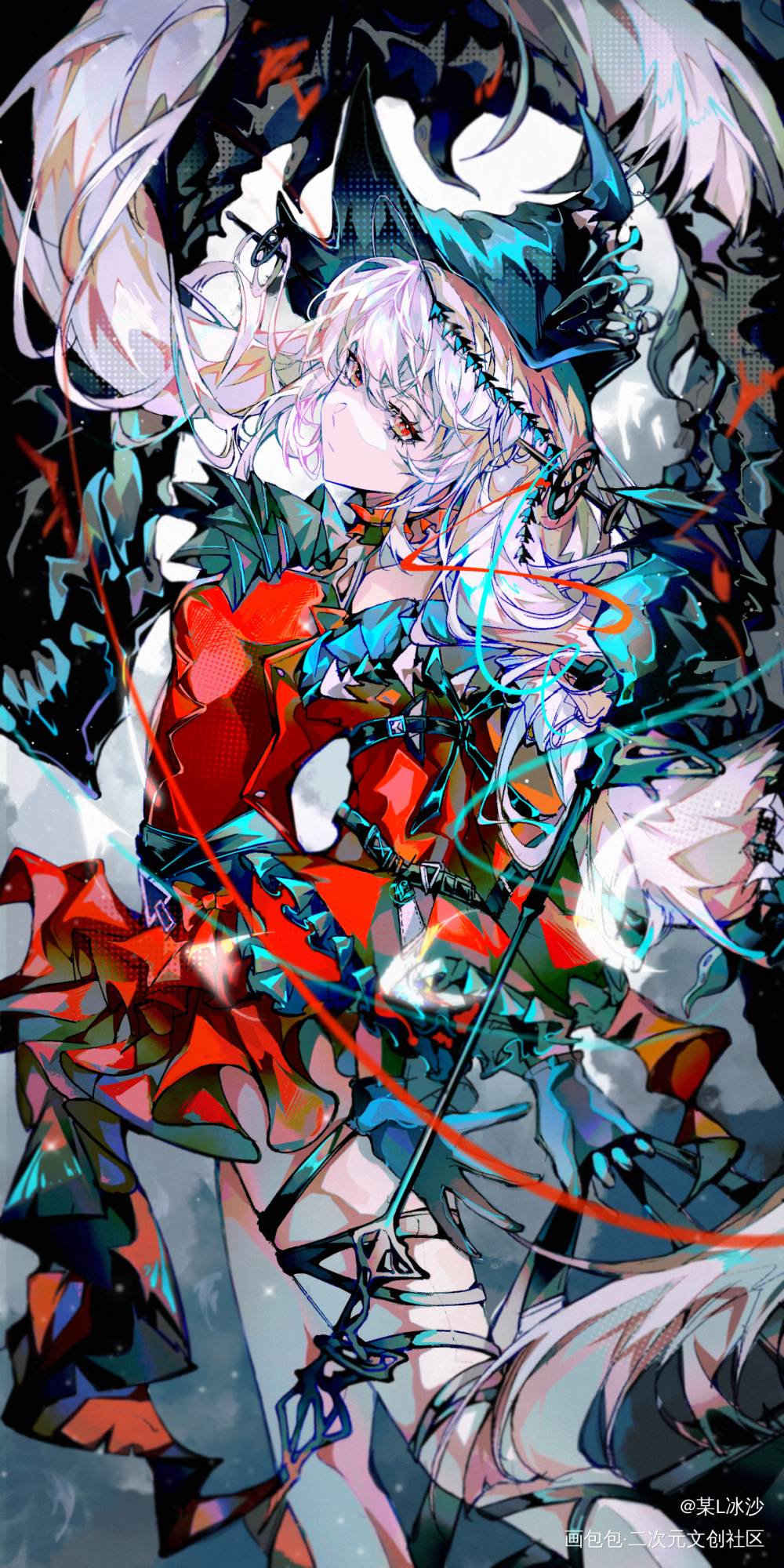 【搅动潮汐之剑】_明日方舟斯卡蒂插画同人浊心斯卡蒂画画二次元壁纸板绘绘画绘画作品