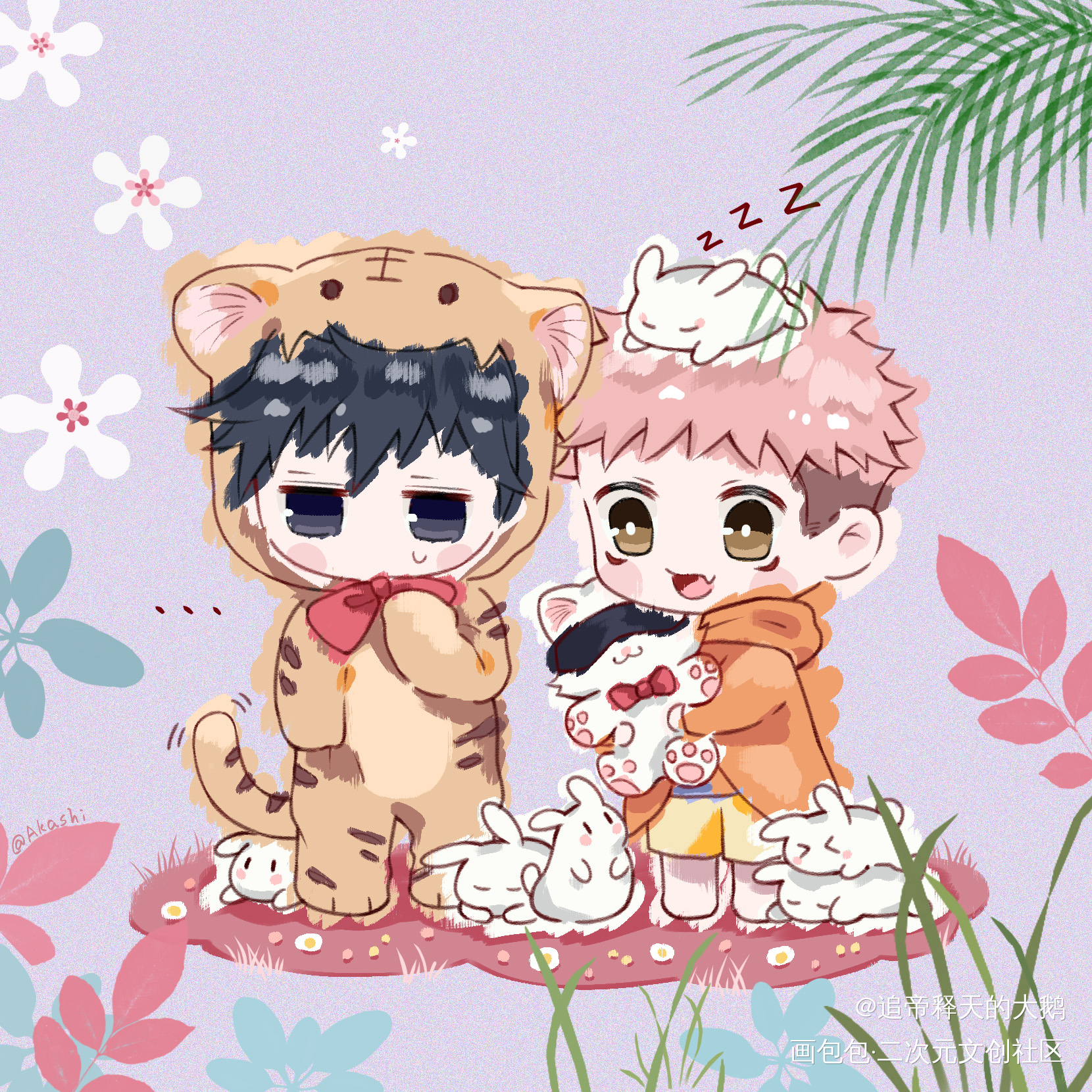 咒术幼稚园🌟开课啦!_咒术回战all虎伏虎虎杖悠仁伏黑惠同人板绘绘画作品