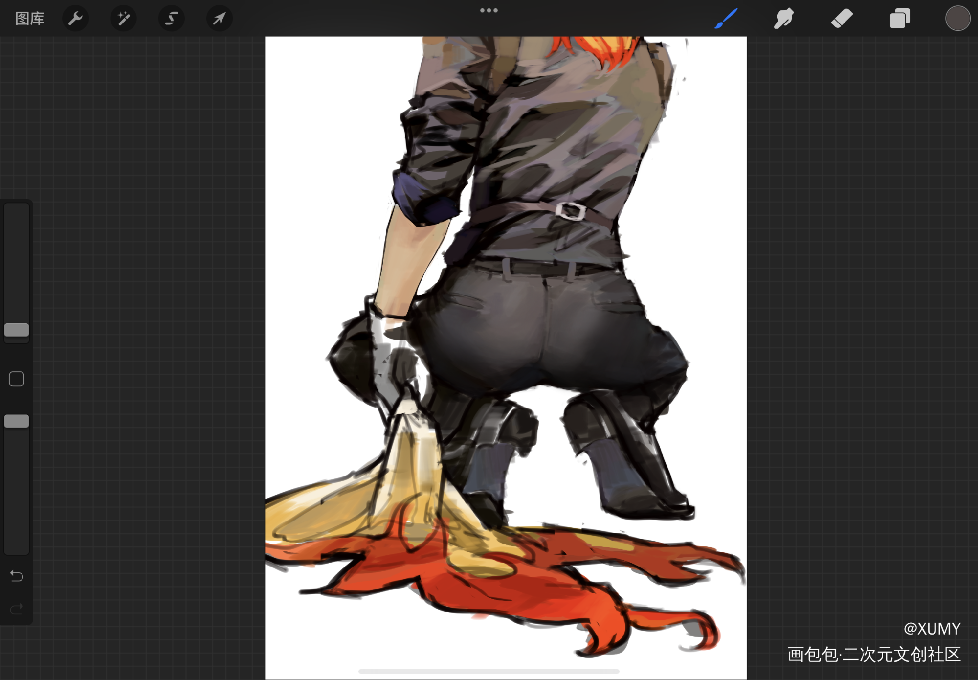 正在搞一张临摹练习_鬼灭之刃炼狱杏寿郎临摹绘画作品