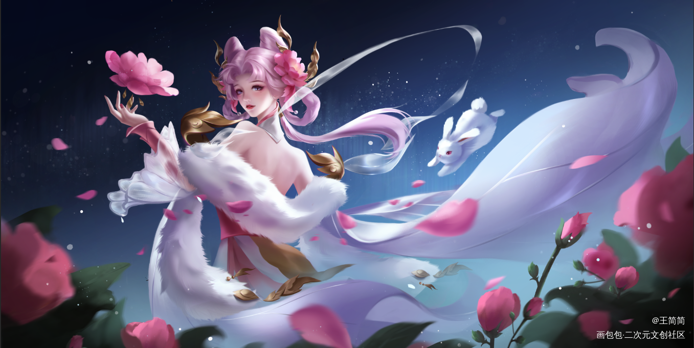 嫦娥姐姐_王者荣耀嫦娥厚涂绘画作品