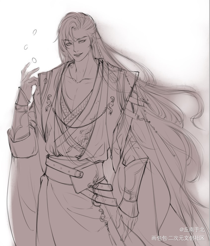 踏踏_二哈和他的白猫师尊燃晚踏仙君墨燃摸鱼页绘画作品