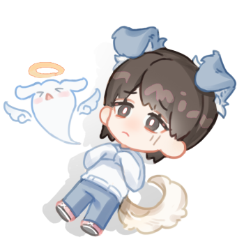 小狗也会有心事吗_平涂日系q版道枝骏佑绘画作品