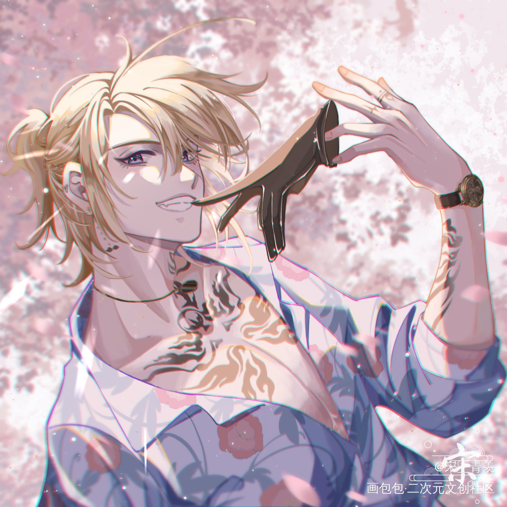 露露樱花柄图_虚拟主播luxiemLucakaneshiro绘画作品
