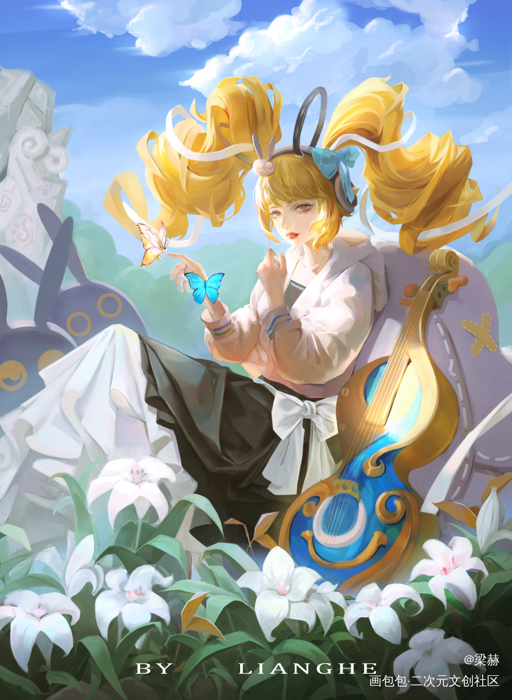 安琪拉晴天_王者荣耀安琪拉梁赫二次元绘画作品