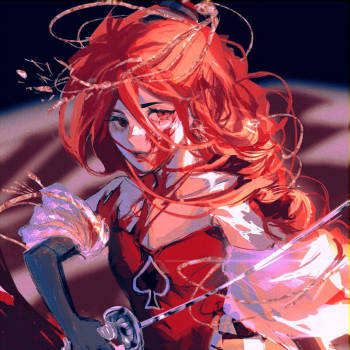 艳色_我在惊悚游戏里封神红桃皇后插图绘画作品