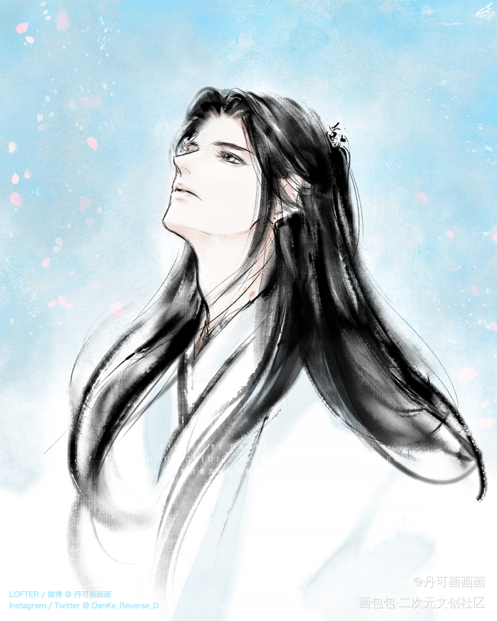 落花_二哈和他的白猫师尊燃晚楚晚宁绘画作品