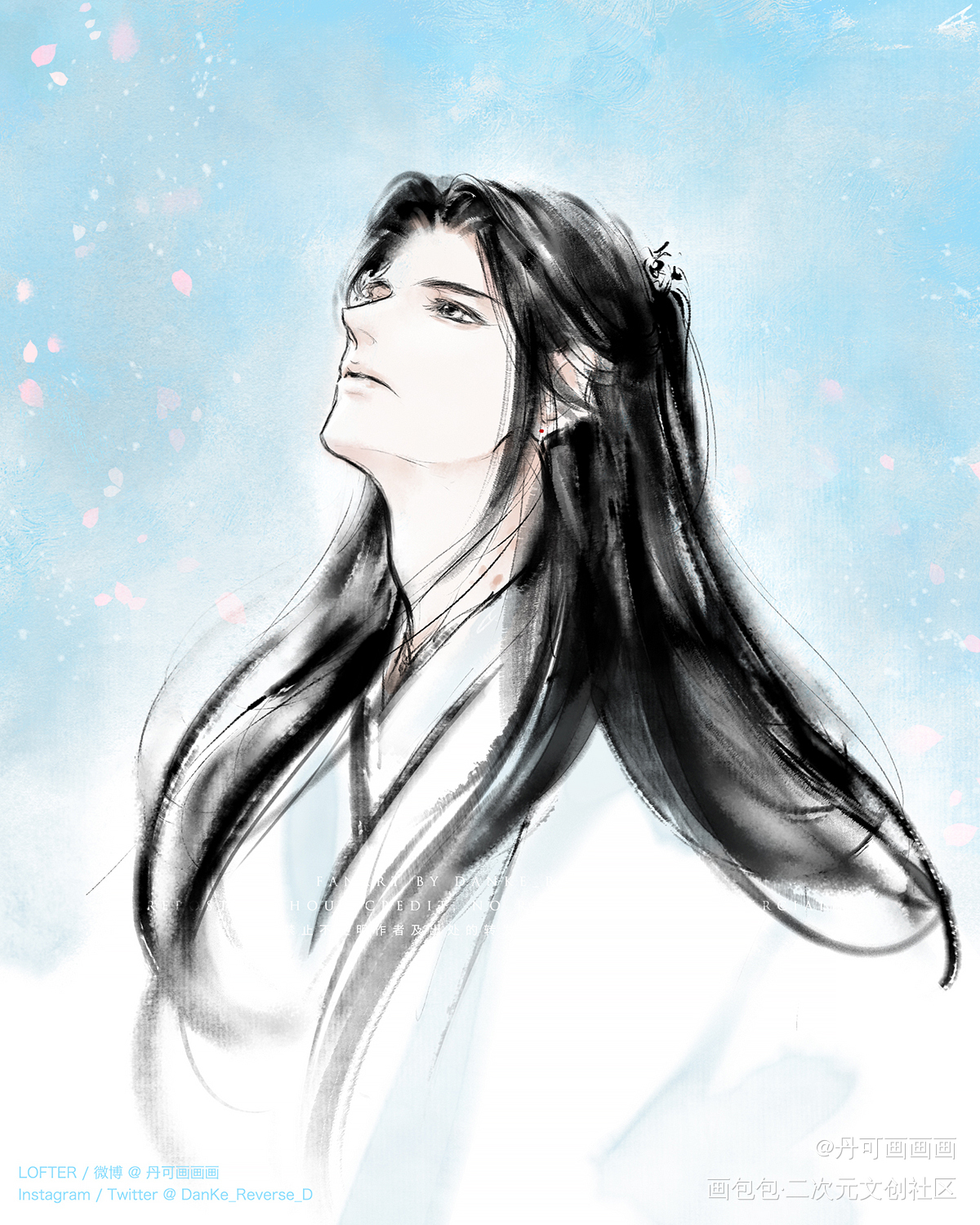 落花_二哈和他的白猫师尊燃晚楚晚宁绘画作品