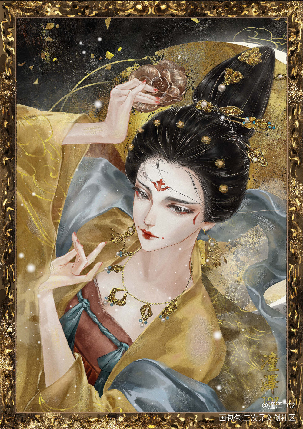 朝代拟人系列·唐_摸鱼页国风拟人朝代拟人唐古风插画绘画作品
