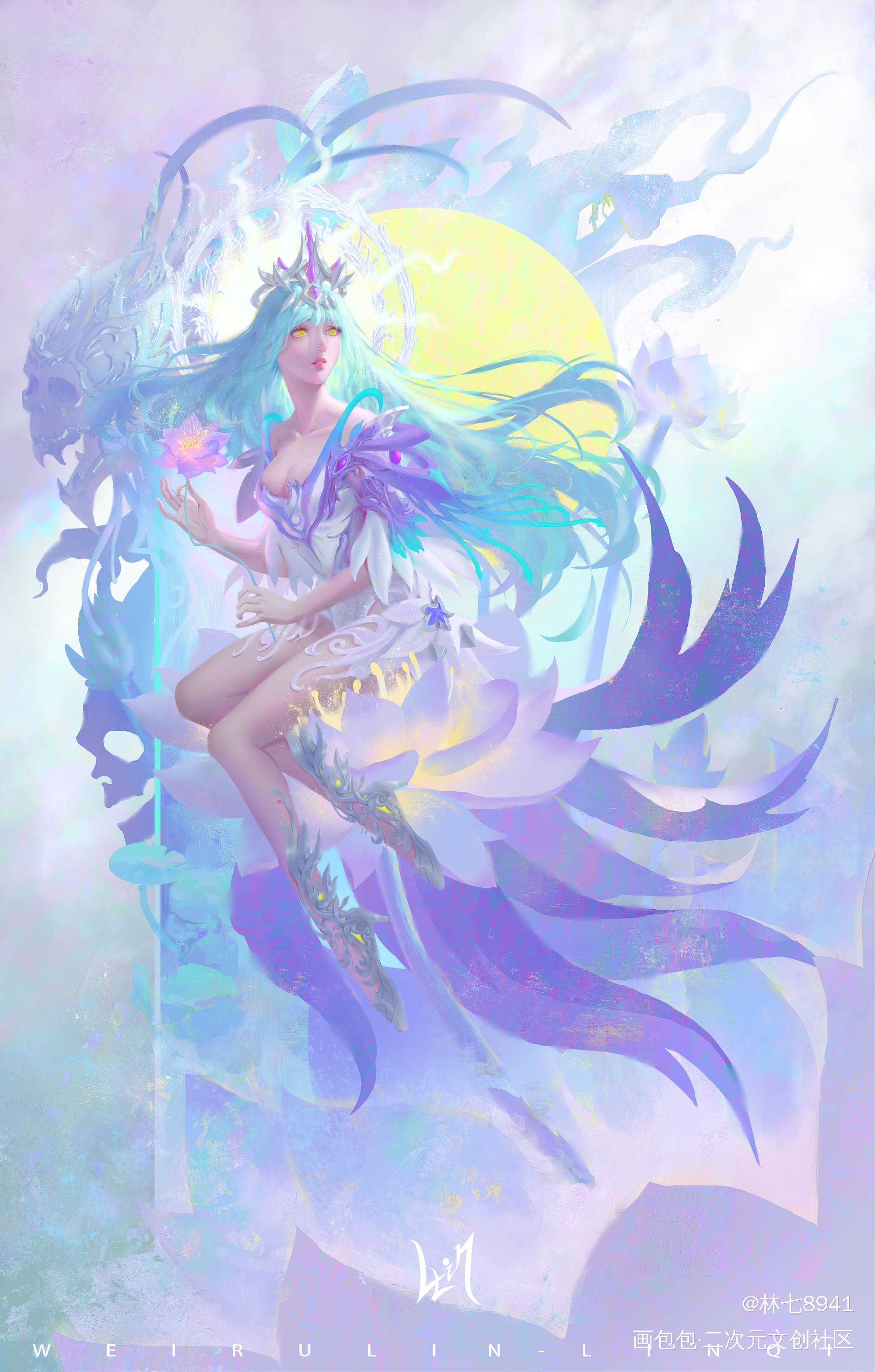 莲_板绘涂古风厚涂插画美女绘画作品