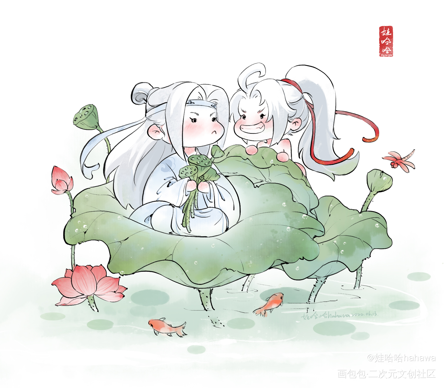 摘莲蓬_魔道祖师忘羡绘画作品