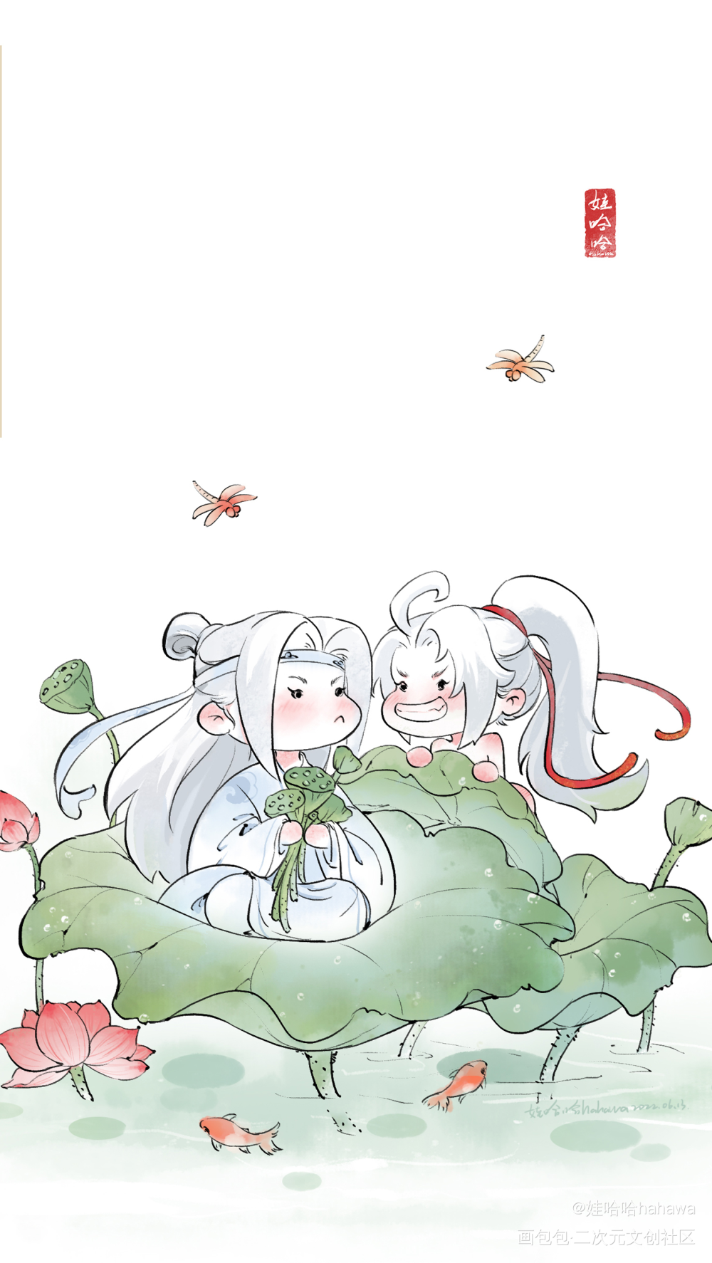 摘莲蓬_魔道祖师忘羡绘画作品