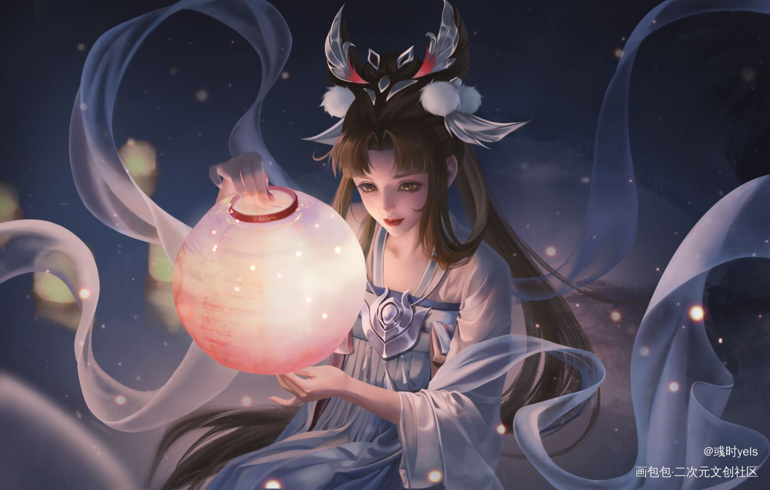 两鬓可怜青，只为相思老_王者荣耀嫦娥插画绘画作品