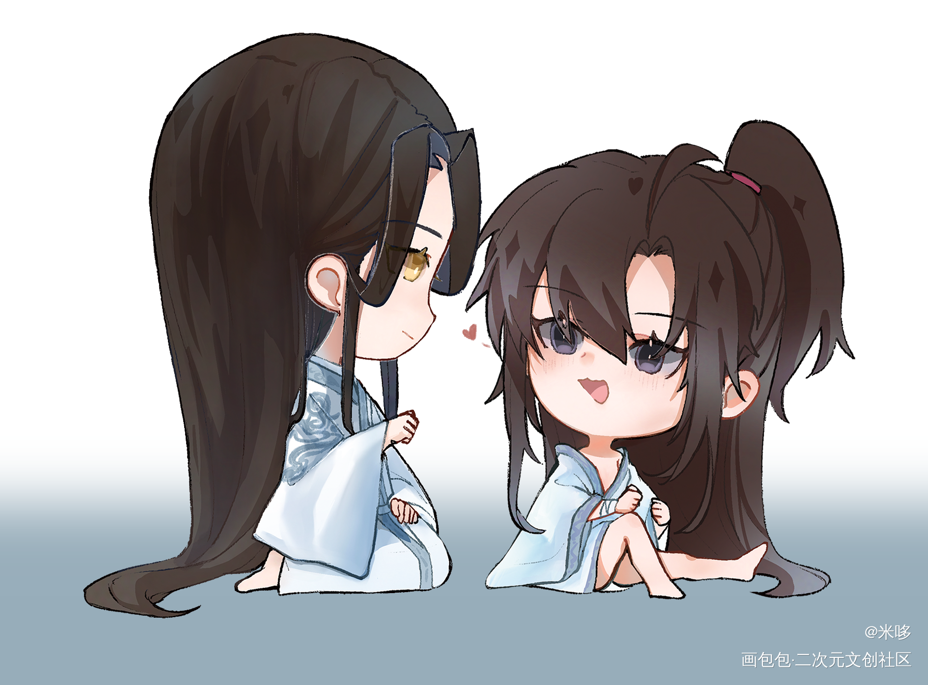 夜话_魔道祖师忘羡Q版绘画作品