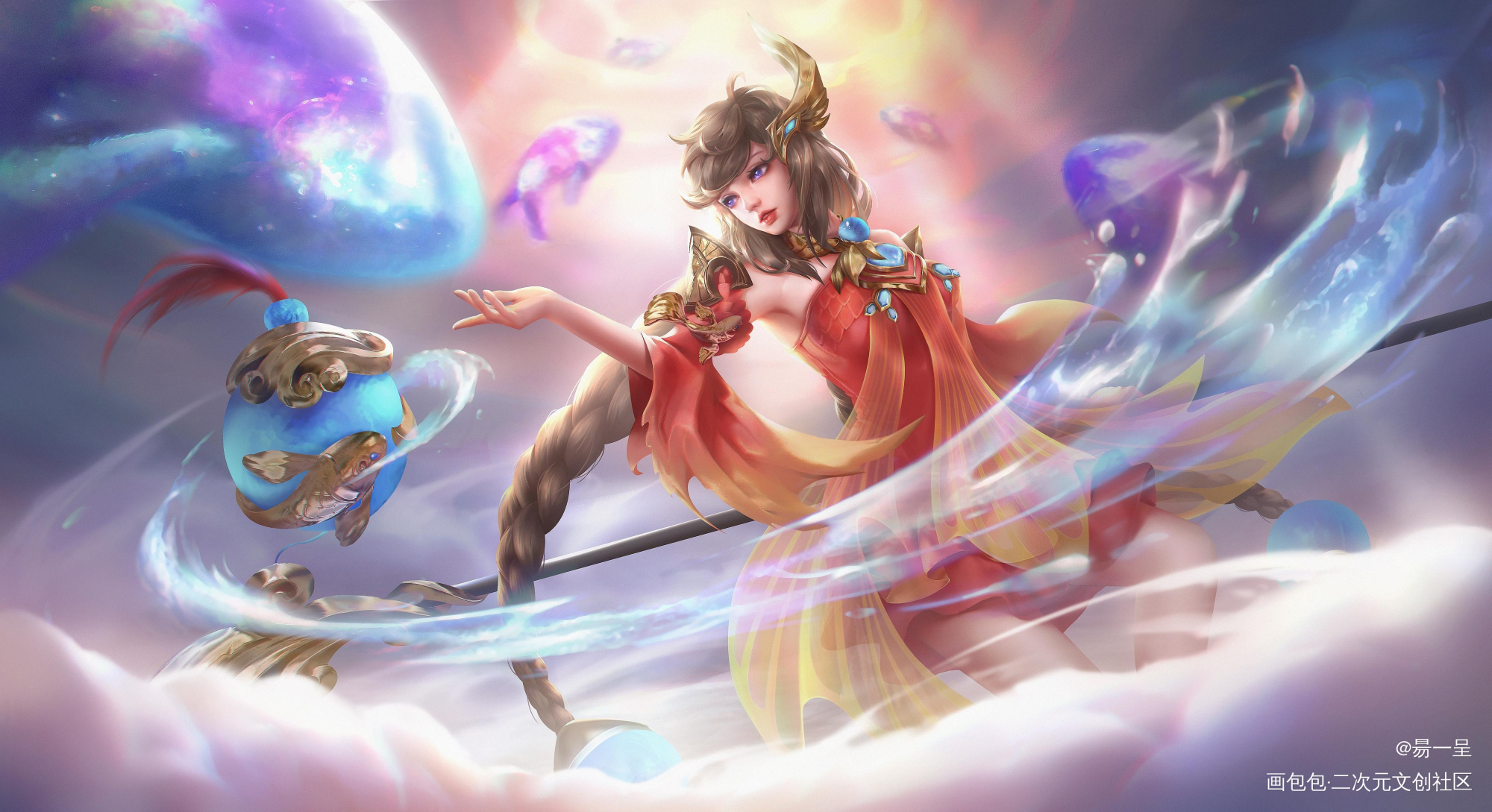 大乔率先摸鱼_王者荣耀大乔板绘涂cg厚涂游戏同人插画同人板绘绘画作品