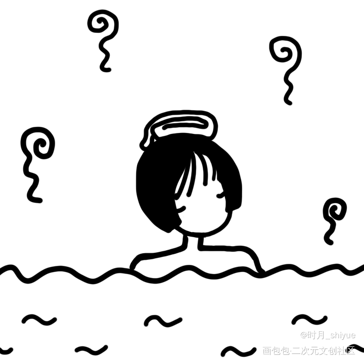头像心情day8_板绘涂黑白简笔摸鱼页头像心情原创绘画作品