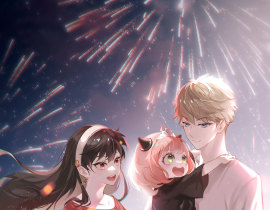 都来陪小公主看烟花吧_绘画作品