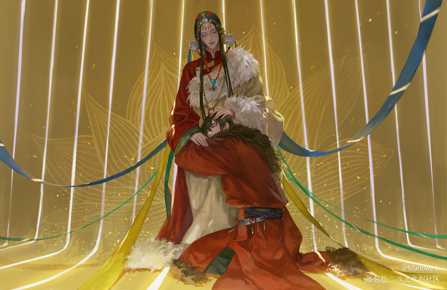 白玛麻麻和小哥_盗墓笔记藏海花张起灵绘画作品