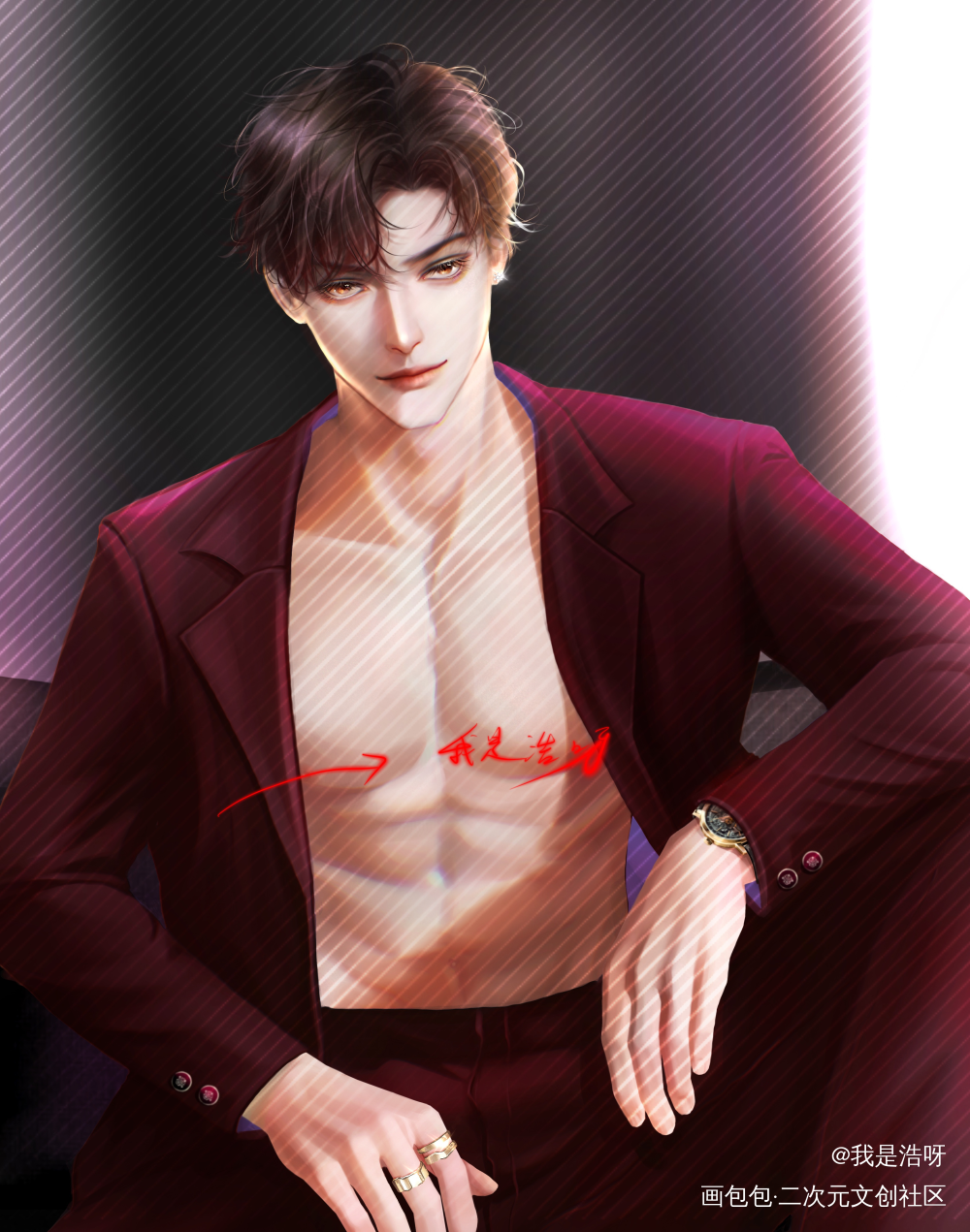 西装控_188男团简隋英约稿绘画绘画作品