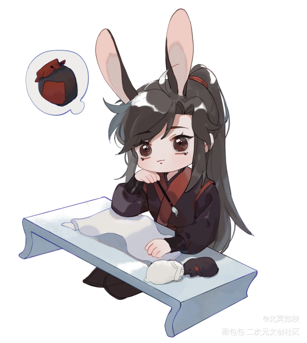 课堂走私的羡羡_魔道祖师魏无羡Q版板绘绘画作品