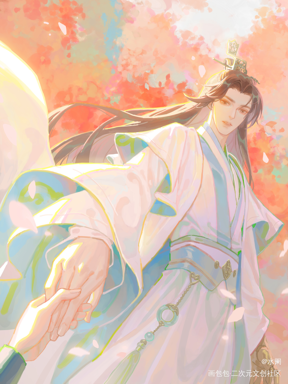 与君初见时-楚晚宁_二哈和他的白猫师尊墨燃楚晚宁绘画作品