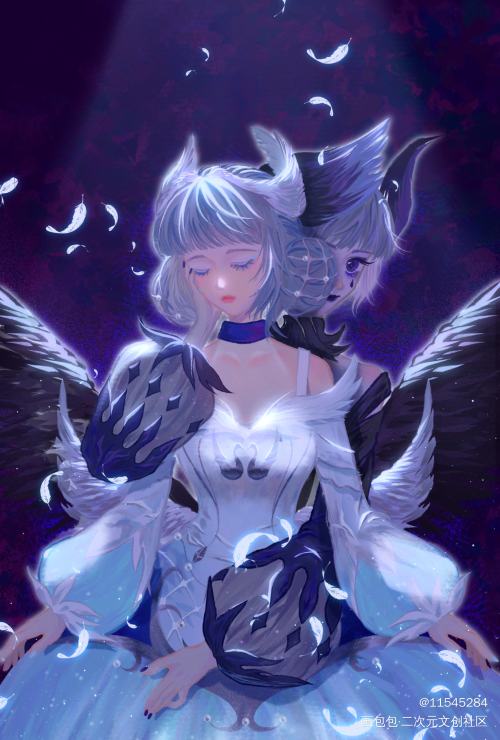 小乔天鹅之梦_王者荣耀小乔插画绘画作品