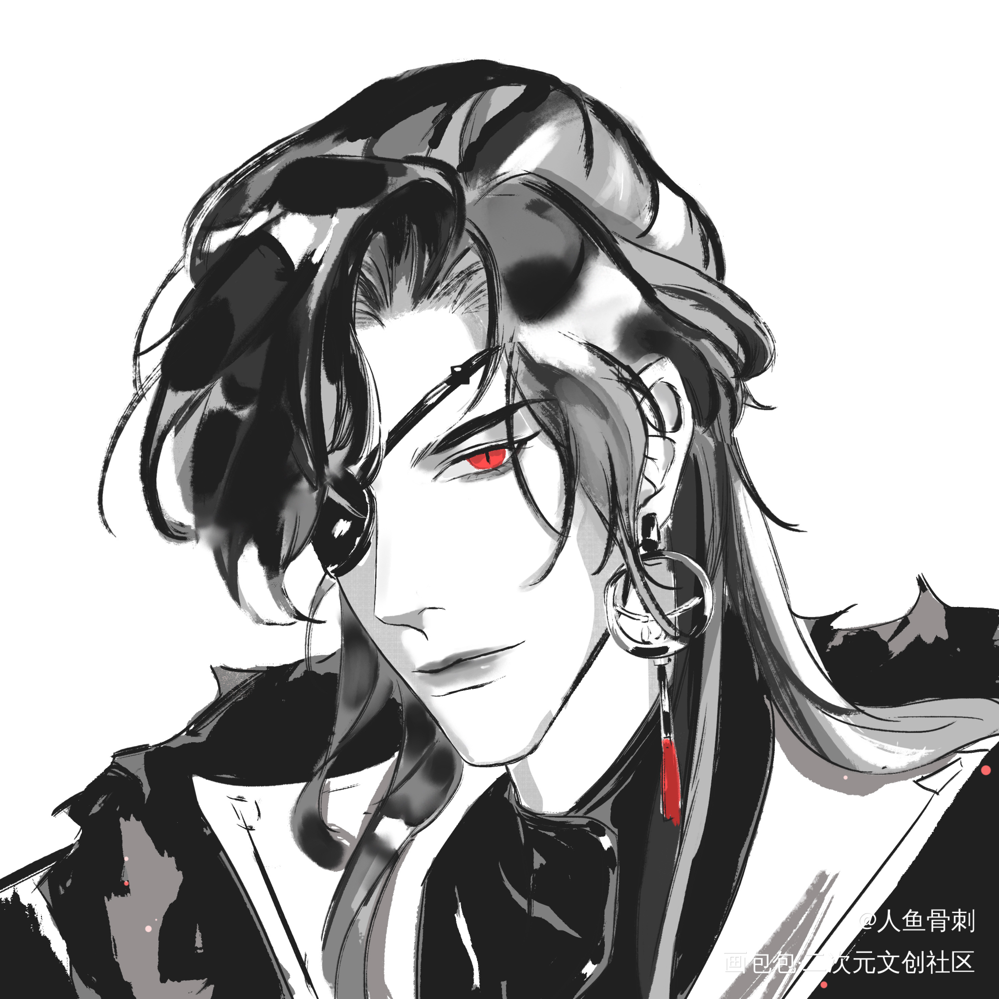 花城_天官赐福花城水墨古风头像插画同人墨香铜臭约稿板绘绘画作品