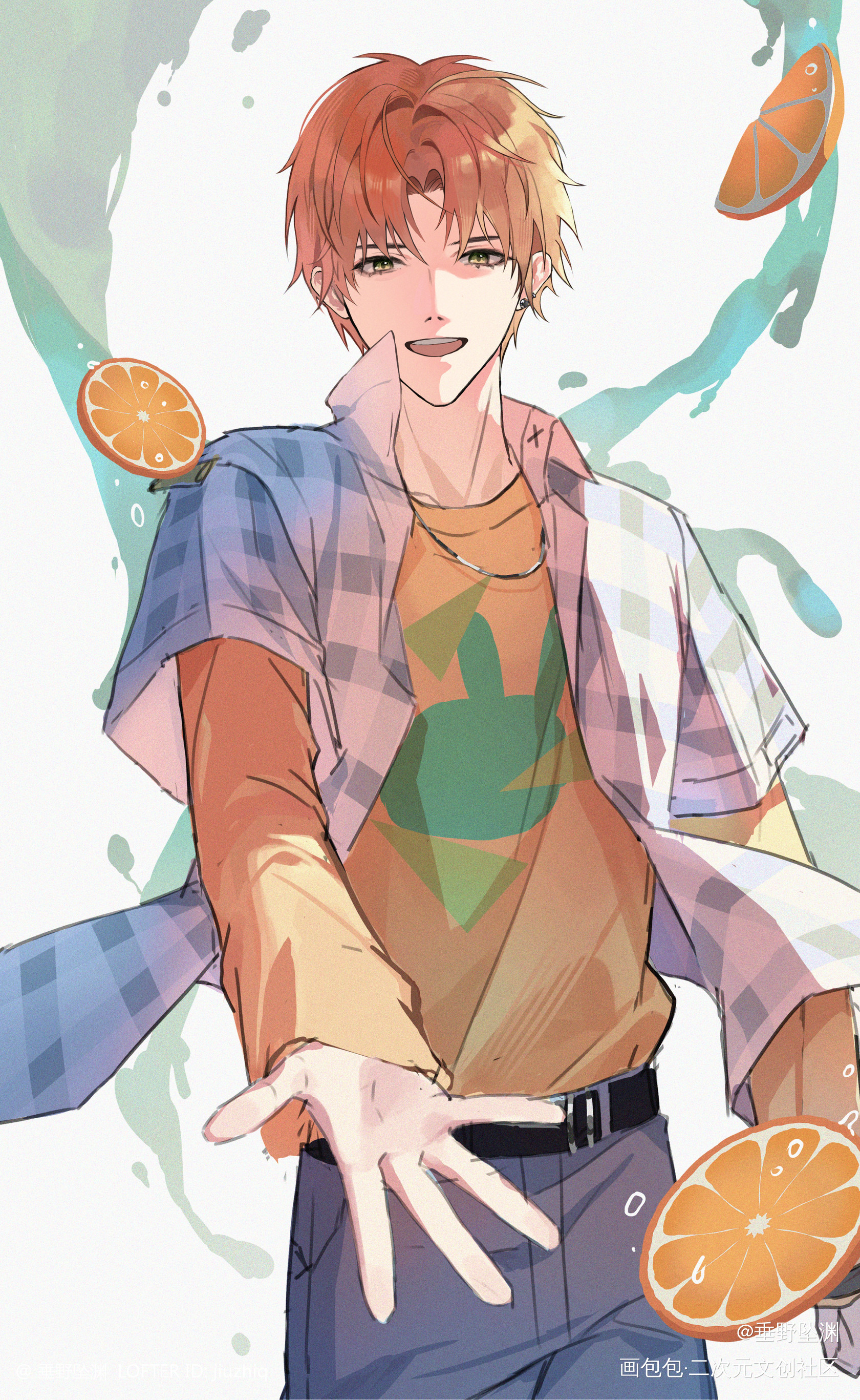夏天 橙子 冰块 少年_光与夜之恋夏鸣星绘画作品