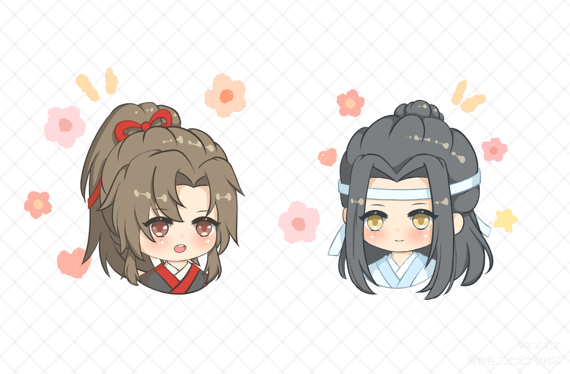 忘羡_魔道祖师忘羡Q版墨香铜臭绘画作品