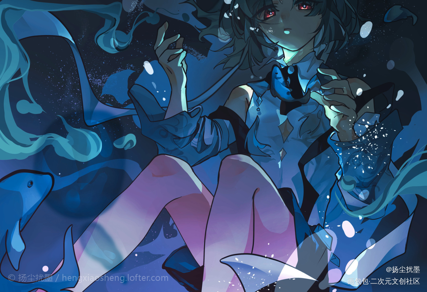 深海相遇之时_扰墨平涂oc绘画作品