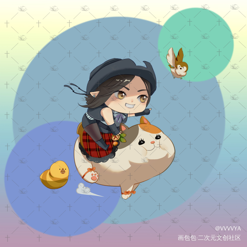 【委託】兩個Q頭_最終幻想14绘画作品