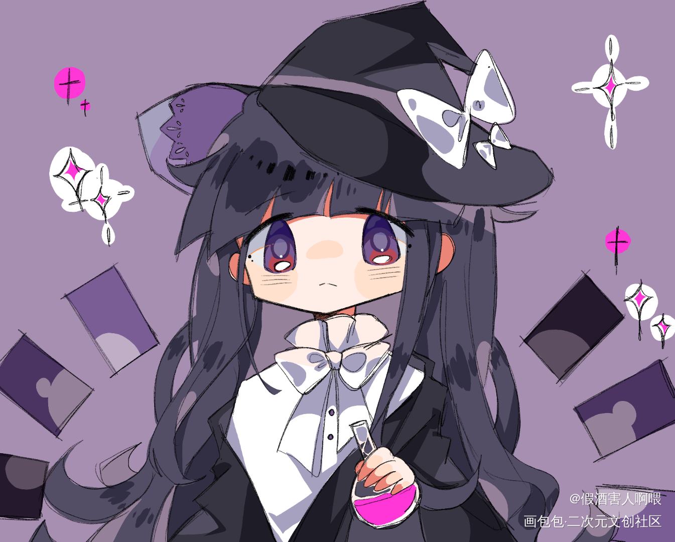 小女巫+1_我在惊悚游戏里封神绘画作品