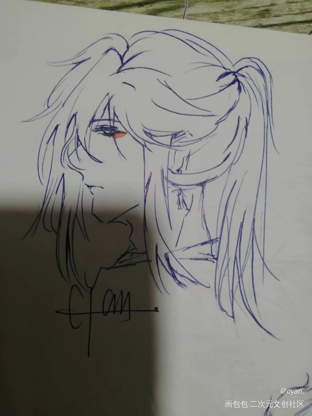 三个不算帅的帅哥oc_铅笔黑白简笔摸鱼页画渣绘画绘画作品