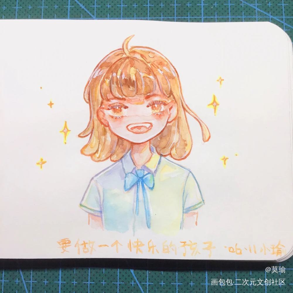 笑容_手绘水彩手绘可爱水彩女孩子头像绘画练习摸鱼绘画原创绘画作品