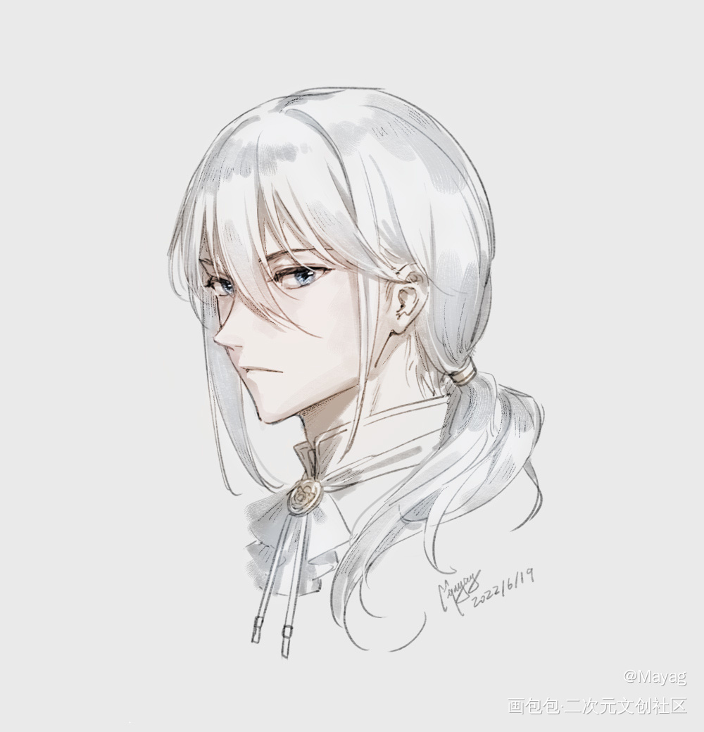 摸鱼_无铭传说艾兰格文头像插画原创oc绘画作品