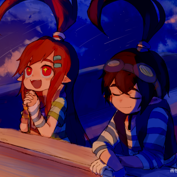 许个愿吧_凹凸世界呆毛姐弟绘画作品