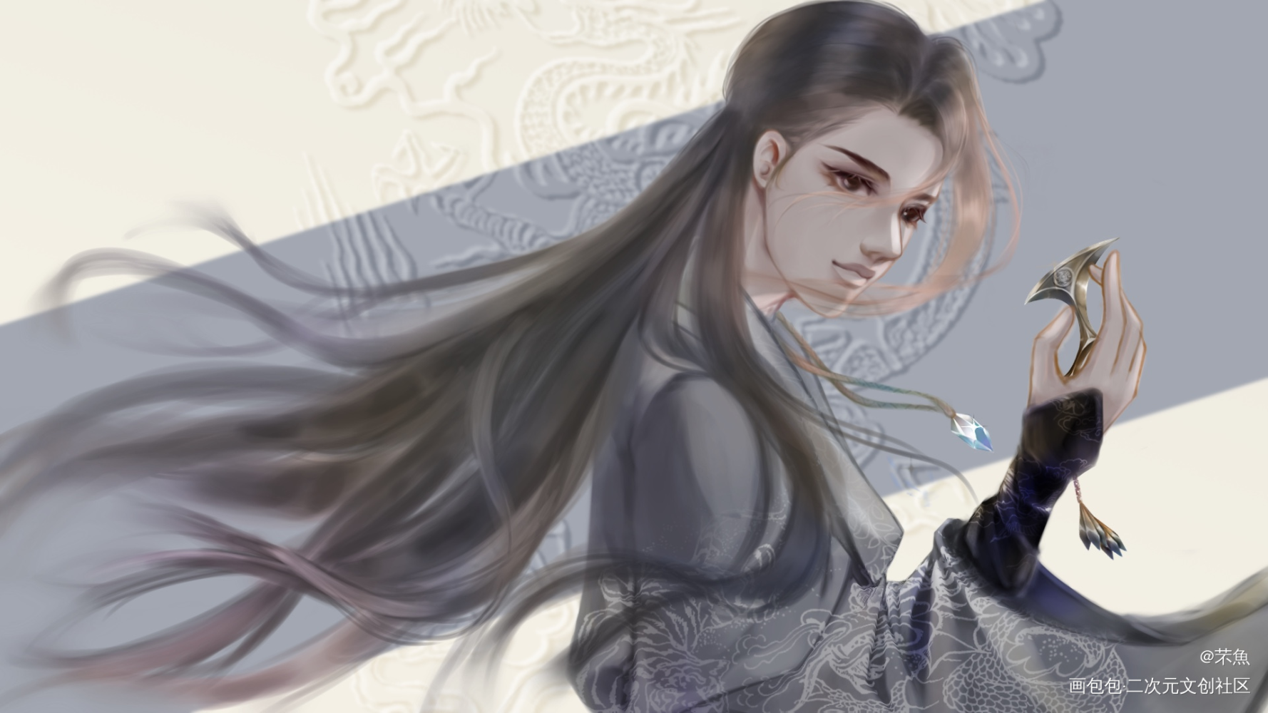 关于我总是画1为0这件事。。。_摸鱼页古风绘画作品