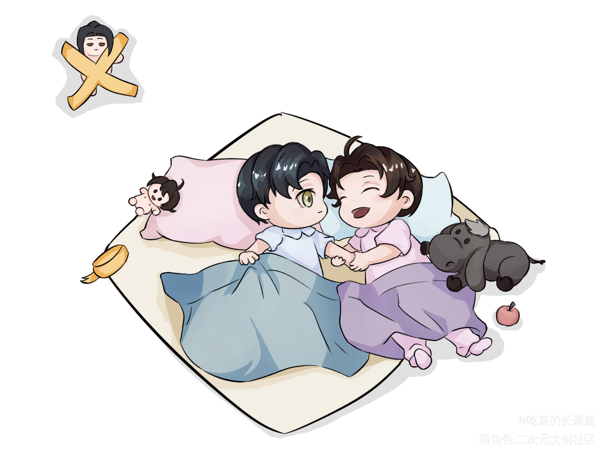 现代pa小叽小羡02_魔道祖师忘羡蓝忘机魏无羡蓝忘机魏无羡平涂Q版墨香铜臭绘画作品
