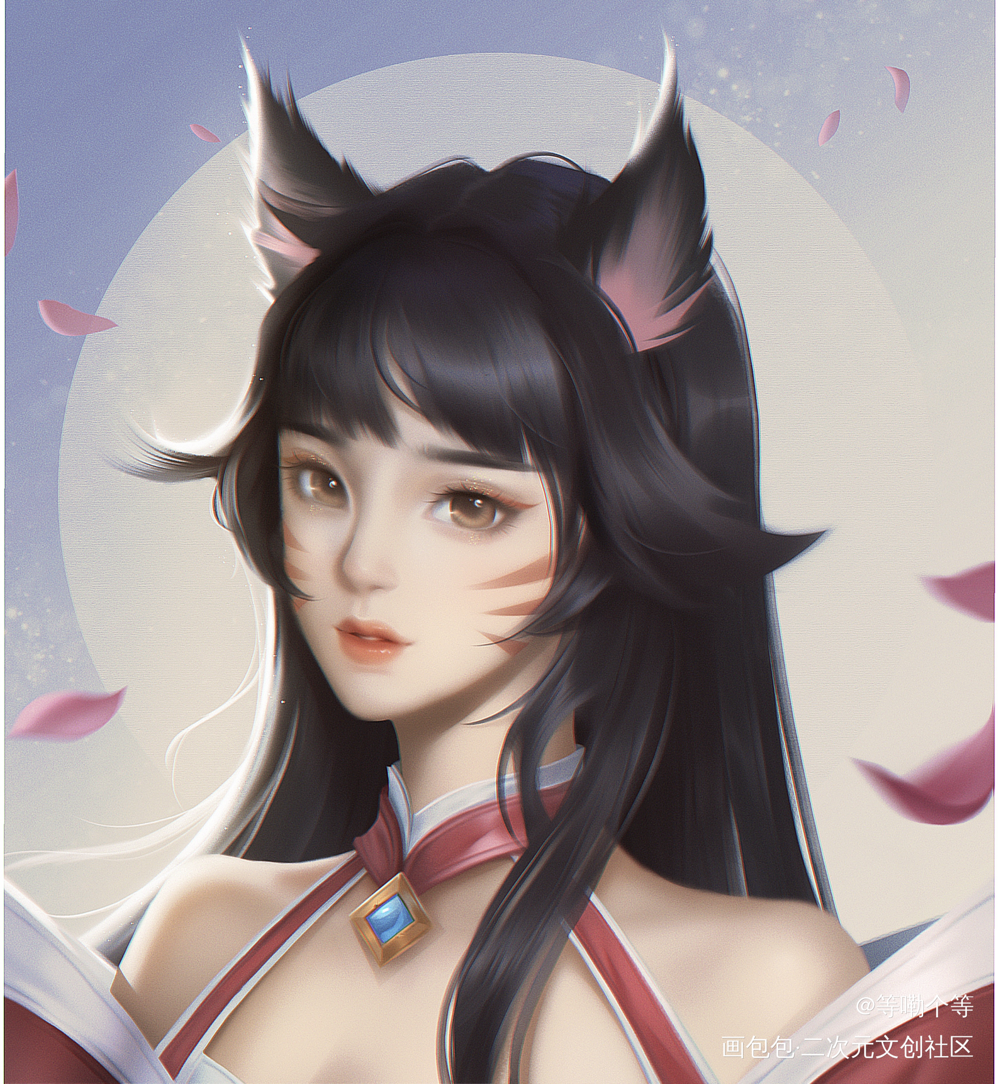 小阿狸～_王者荣耀英雄联盟阿狸厚涂头像约稿绘画作品