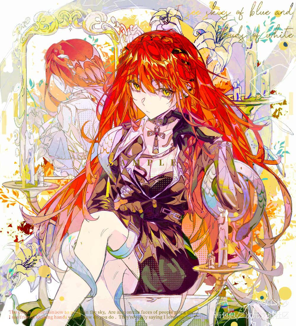 赤发热烈如火，就像我爱你的心_人设插画付费委托画画约稿二次元壁纸板绘绘画oc绘画作品