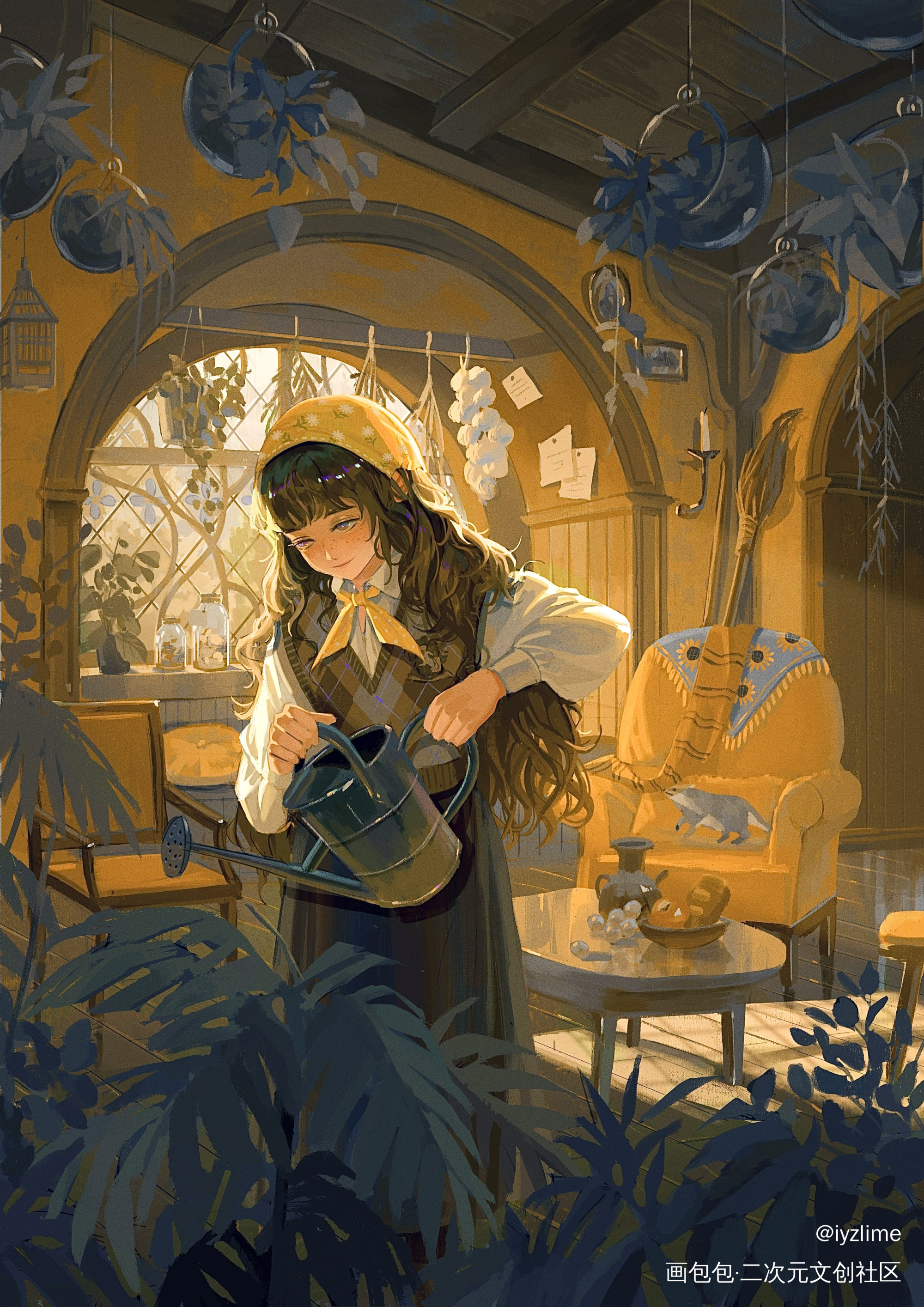 画了可爱的獾獾_哈利波特插画赫奇帕奇绘画作品