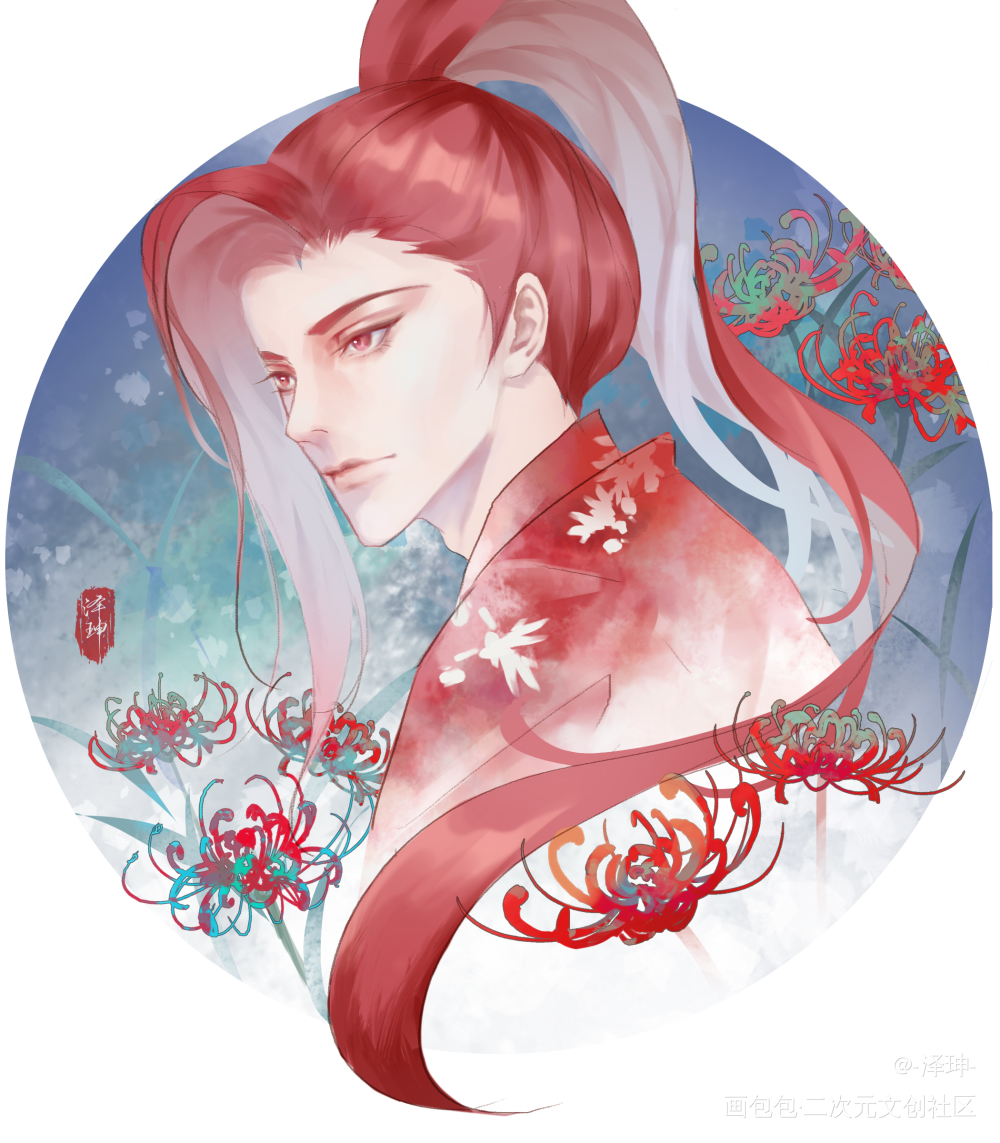 韩信丨彼岸花_王者荣耀信白韩信平涂王者荣耀韩信板绘插画摸鱼绘画作品