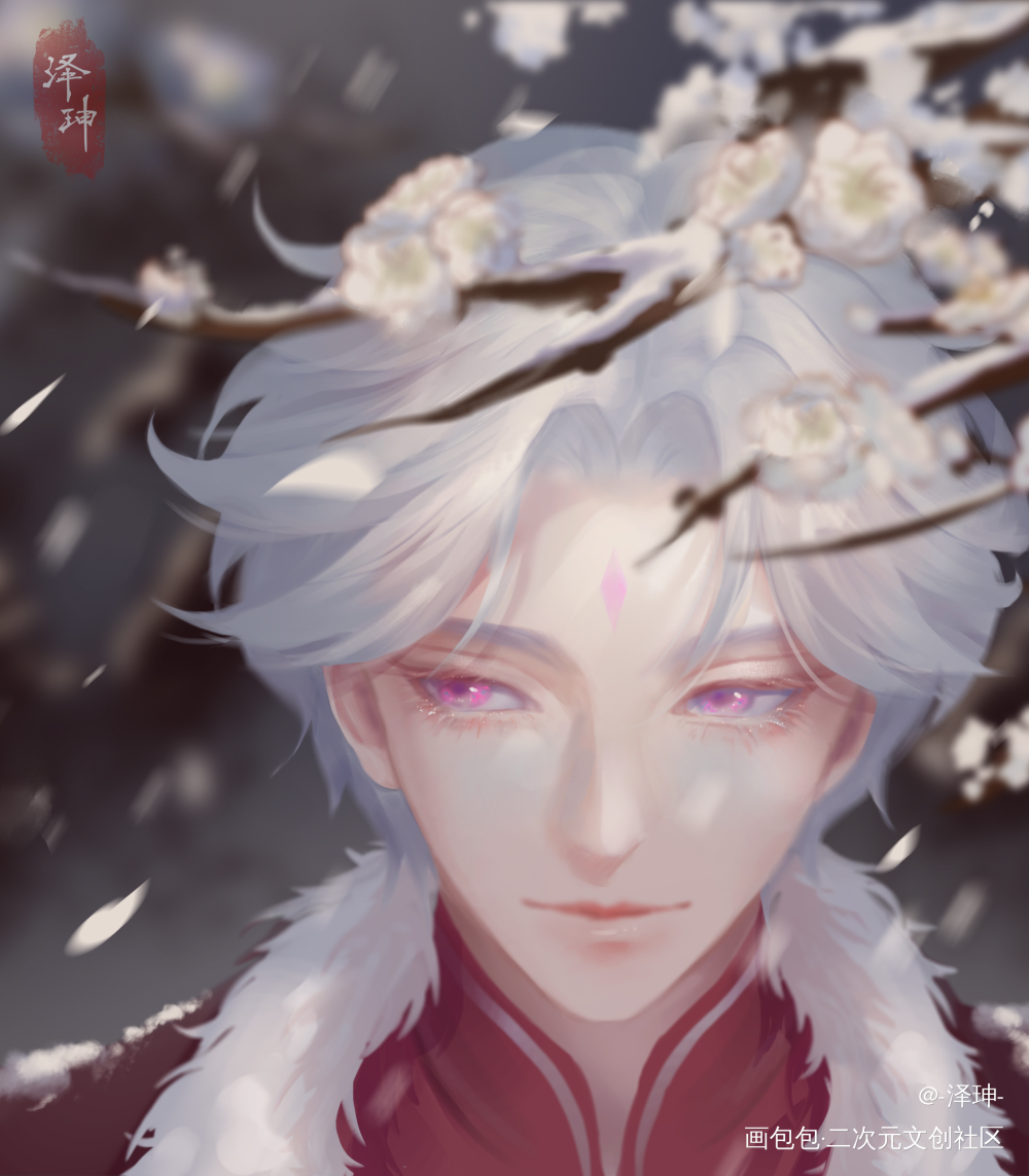 暗想玉容何所似，一枝春雪冻梅花_王者荣耀诸葛亮板绘涂厚涂头像王者荣耀诸葛亮板绘插画摸鱼绘画作品