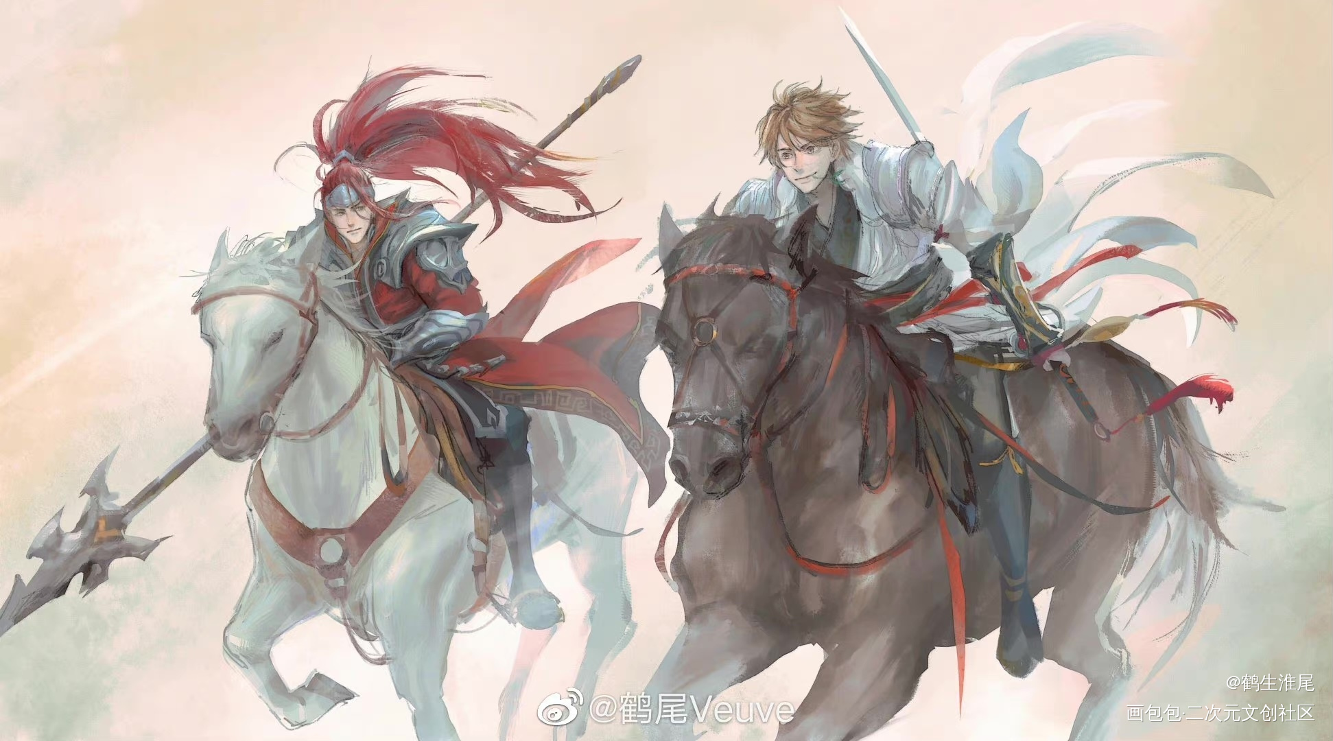 人间惊鸿客_王者荣耀韩信李白同人绘画作品