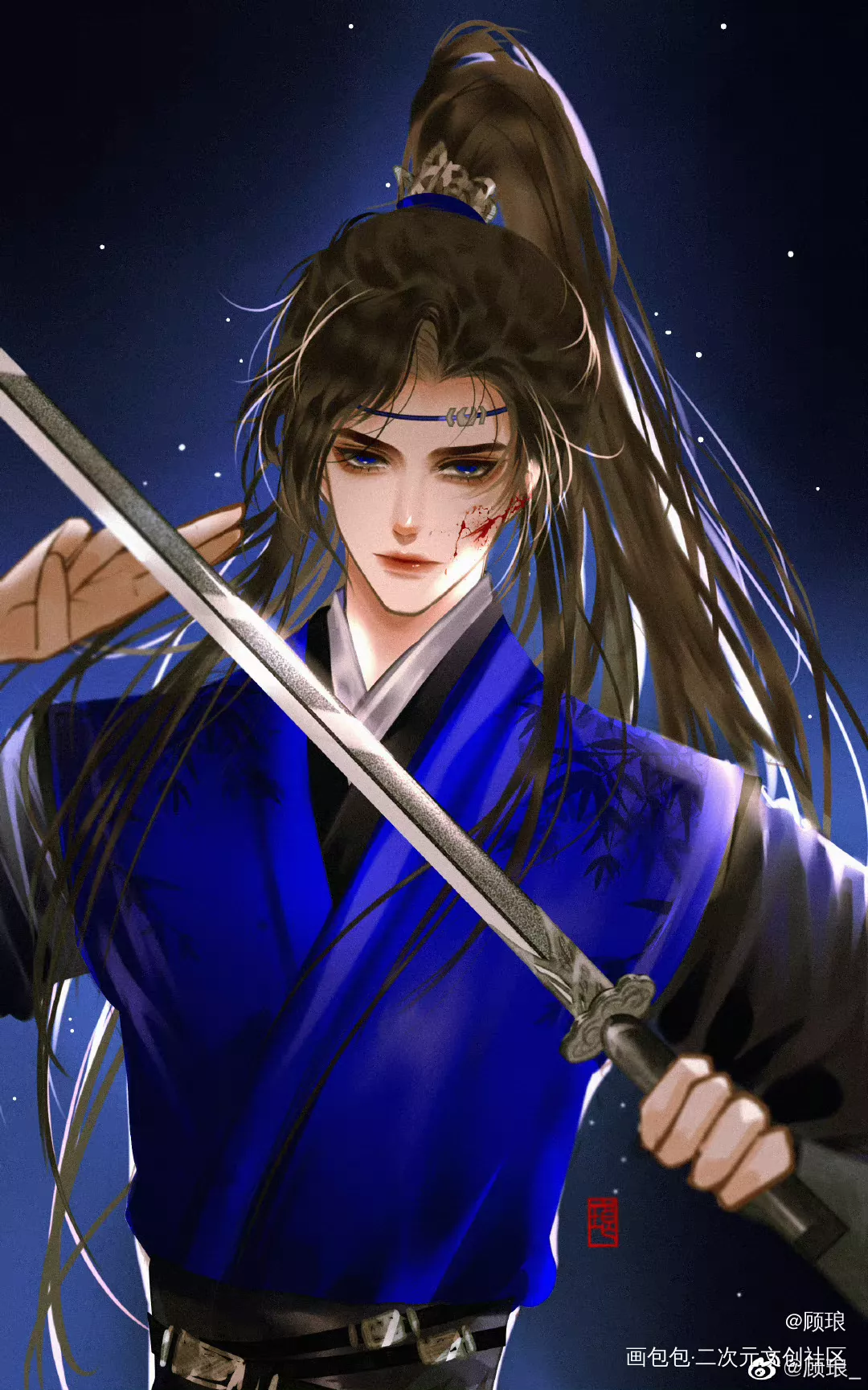 画了自己oc～是一个小暗卫_板绘涂古风耽美插画bl板绘oc绘画作品
