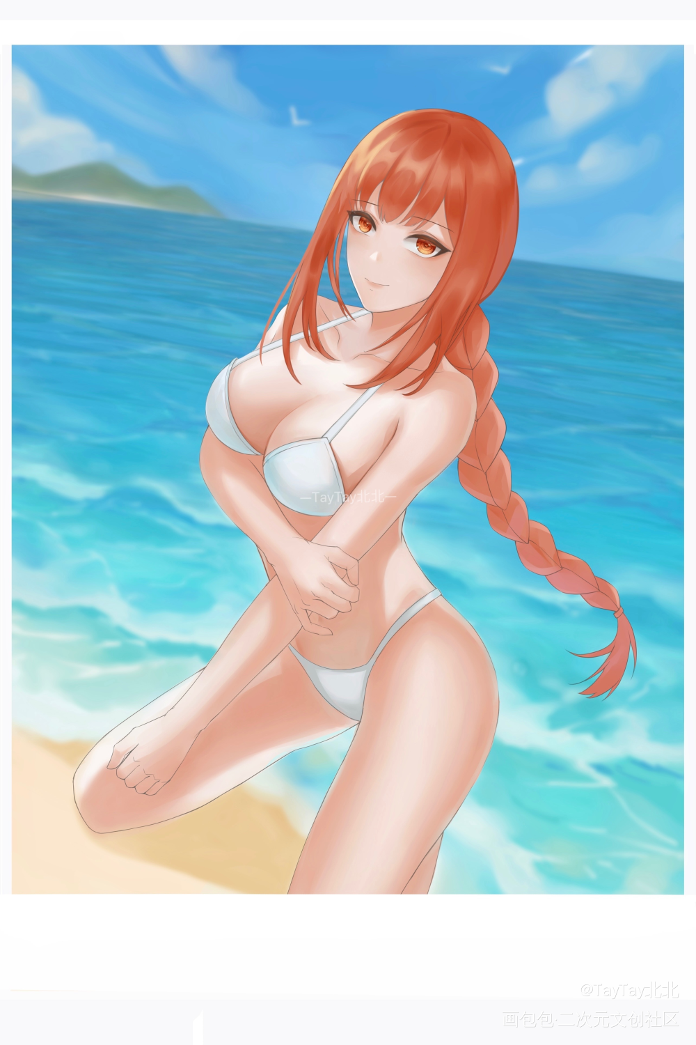 沙滩上的玛奇玛小姐_电锯人玛奇玛约稿壁纸绘画绘画作品